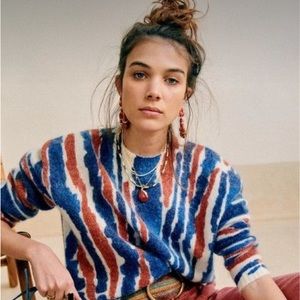 Sézane Sweater - Pull Doug Blue and Red/brown in XS